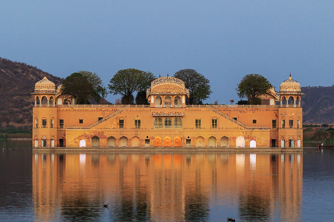 Picturesque Jal Mahal Water Palace serene in the middle of Man Sagar Lake in Jaipur