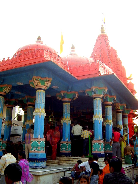 Historic 14th-century Lord Brahma Temple with red spire in holy Pushkar