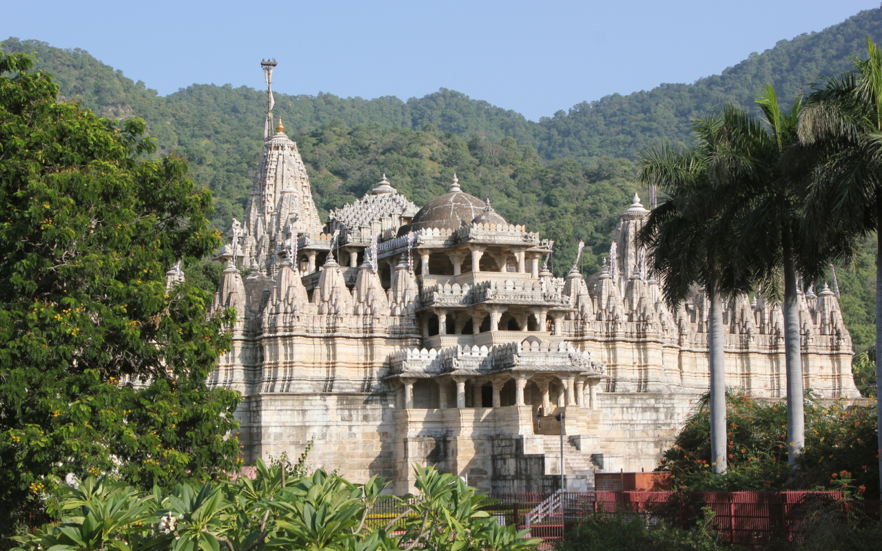 1,444 uniquely hand-carved marble pillars inside the 15th-century Ranakpur Jain Temple